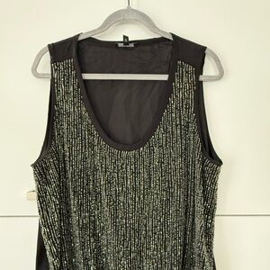 Eileen Fisher Black Silk with Silver Sequin Women's Top